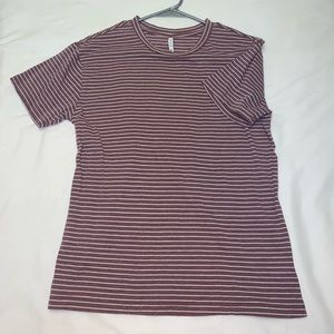 Z Supply - Size Small - Maroon & White Striped Cotton Tee